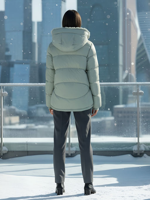 Куртка зимняя женская из овчина стильная и модная салатового цвета 7348Sl