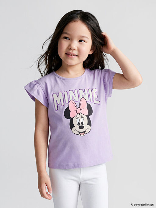 Футболка с круглым вырезом с принтом Minnie Mouse для девочек