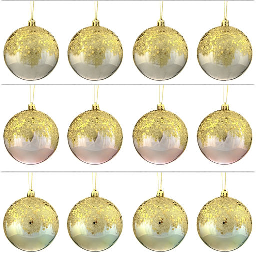 Набор из 12шт Украшение новогоднее Шар "Золотое напыление", D8 см, L35 W27 H9 см