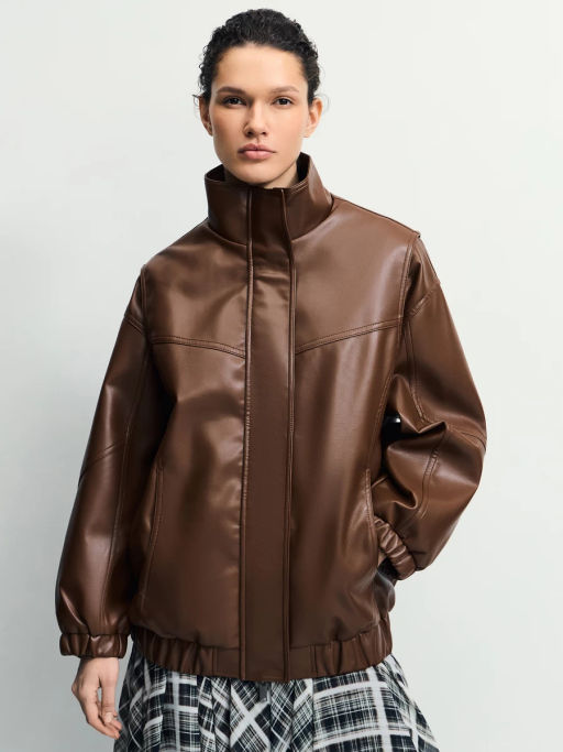 Куртка оверсайз из искусственной кожи / Zarina фото 4