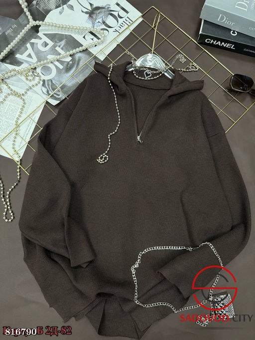 Свободный оверсайз свитер поло с молнией - Bruno фото 7