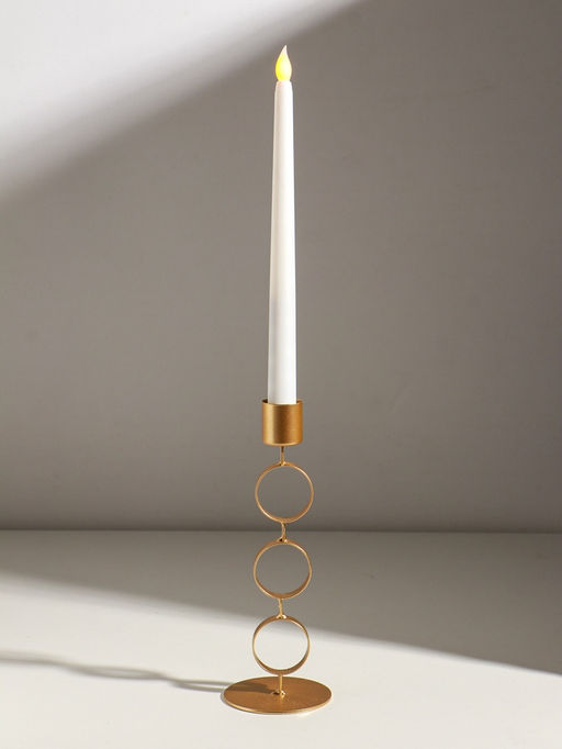 Подсвечник металл на 1 свечу "Три кольца" d=2,5 см золото 7,5х7,5х21 см
