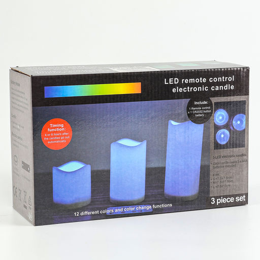 Свеча светодиодная «Тройка», с пультом, набор 3 шт.