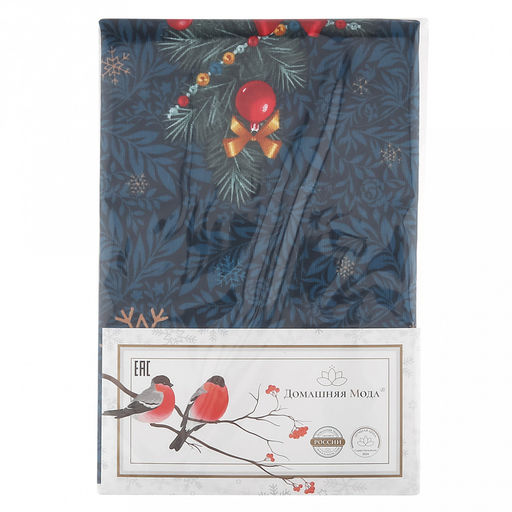 Скатерть 145х145см "Новый-Новый год", длина стола до 110см, на 4 персоны, рогожка 176г/м2, хлопок 100%, упаковка классическая 28х41см, "Домашняя мода" (Россия)