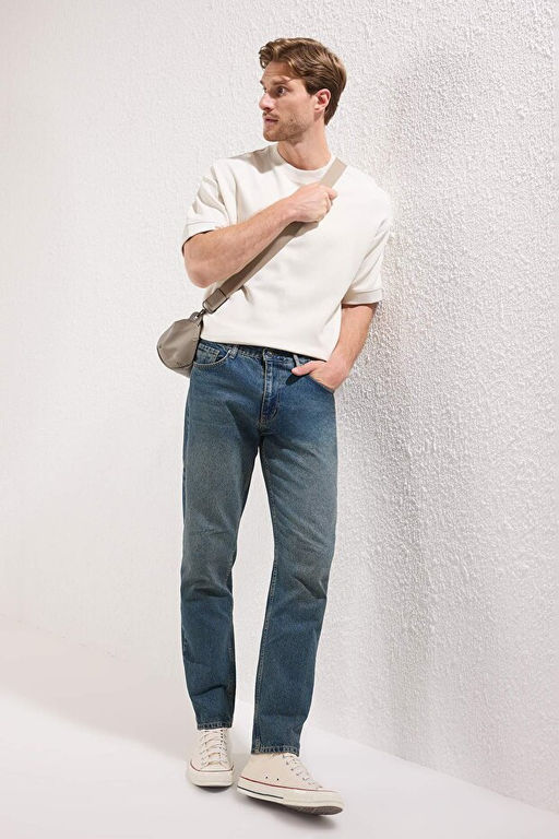 Lacivert Essential Eskitme Y_kamal_ Jeans Kot Pantolon TMNAW23JE00104 - Trendyolmilla фото 2