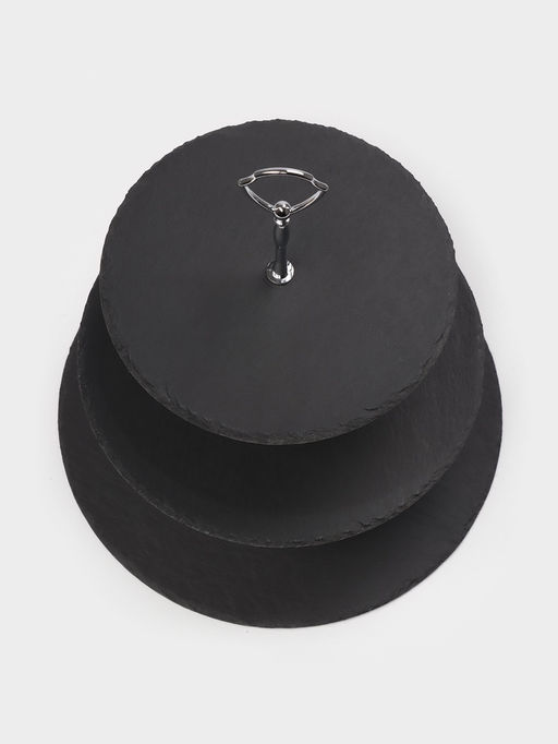 Этажёрка для фруктов и десертов Magistro Valley, 3 яруса, d=30/25/20?33 см, сланец, чёрная фото 2