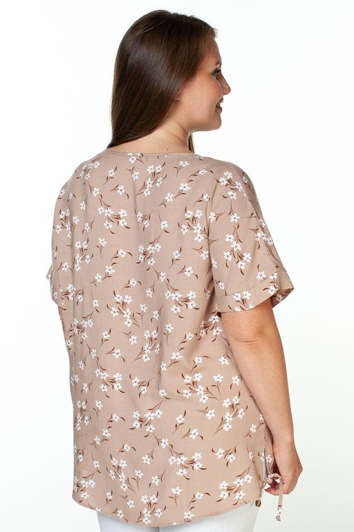 Туника штапель 4103/09/Бежевый, белый - Rise фото 3