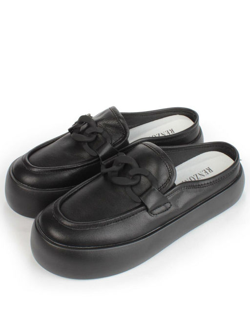 07-DJ45-2 BLACK Лоферы женские без задника (натуральная кожа) - Фабричный китай фото 4