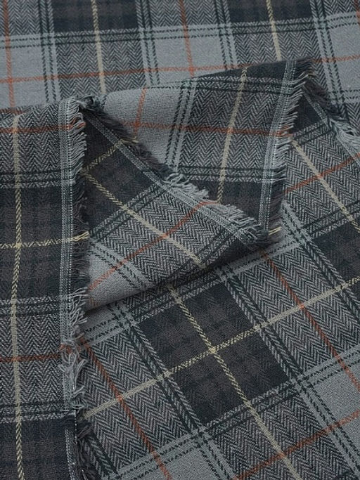 Фуле Клетка цв.серо-фиолетовый/кофейно-лиловый, ш.1.45м, хлопок-100%, 155гр/м.кв - Купава фото 7