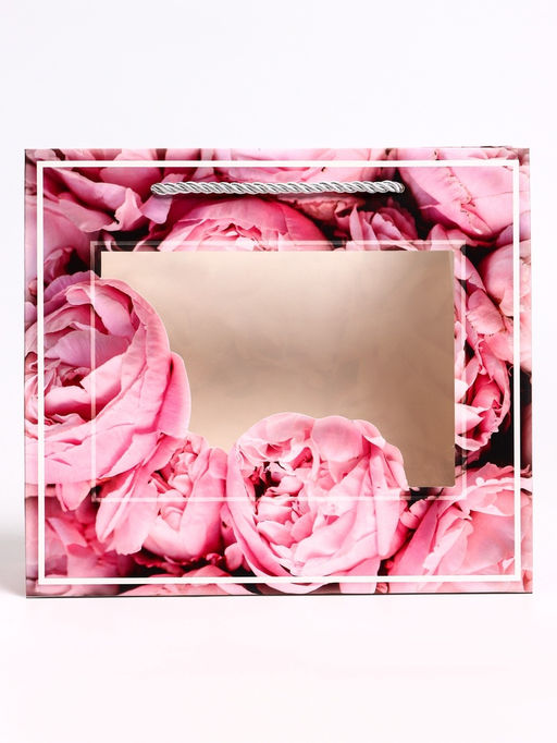 Цена за 2 шт. Пакет подарочный с окном Цветы, 25?10?22 см