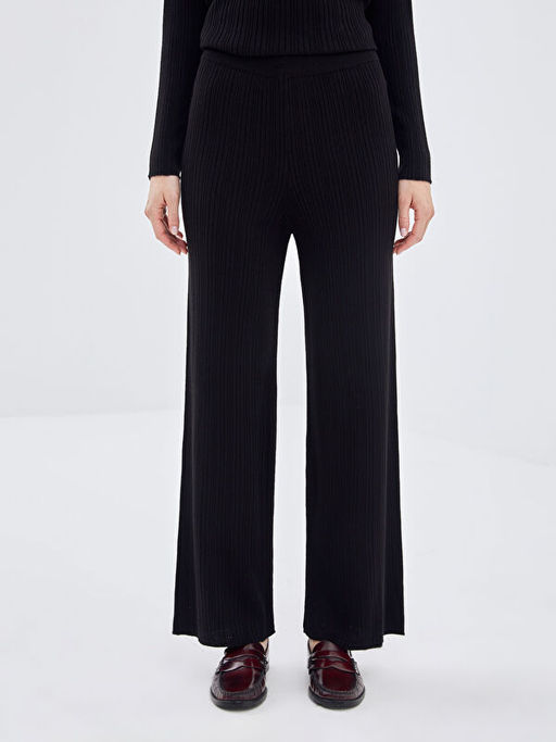 Kad?n Beli Lastikli D?z Triko Pantolon