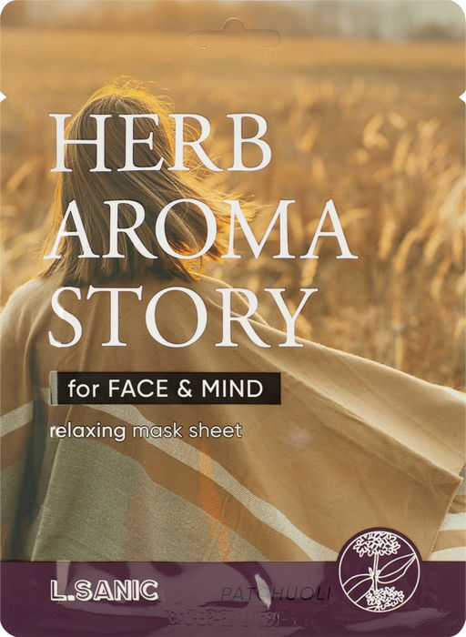1ШТ L.Sanic Тканевая маска с экстрактом пачули и эффектом ароматерапии Herb Aroma Story Patchouli Relaxing Mask Sheet (25 мл)  фото 2