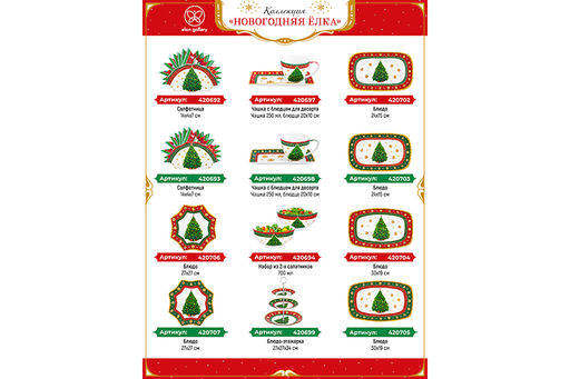 Чайн. пара 2 пр. 250 мл 11,5*9*7,5 см Новогодняя елка зеленый узор NEW BONE CHINA - Elan gallery фото 23