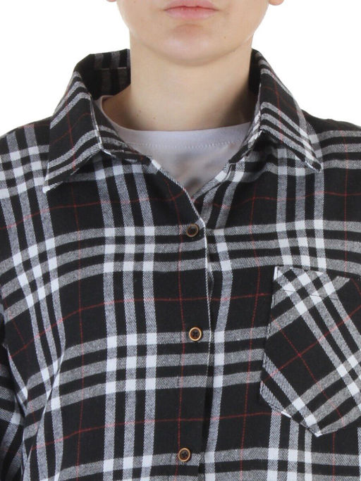 C503 BLACK/WHITE Рубашка женская оверсайз (95% хлопок, 5% спандекс)