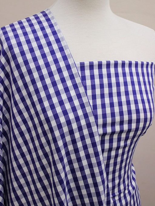 Перкаль пестротканый блузочно-сорочеч. Средняя сине-белая клетка, ВИД2, ш.1.53м, хл-100% - Купава фото 3