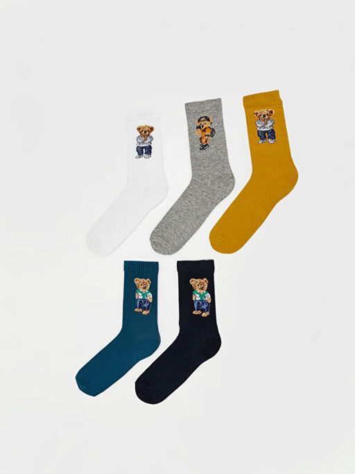 Ay? Teddy Bask?l? Erkek Soket ?orap 5li