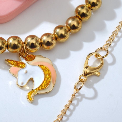 Набор детских украшений Выбражулька «Единороги», 3 предмета: кулон, браслет, кольцо, разноцветный в золоте