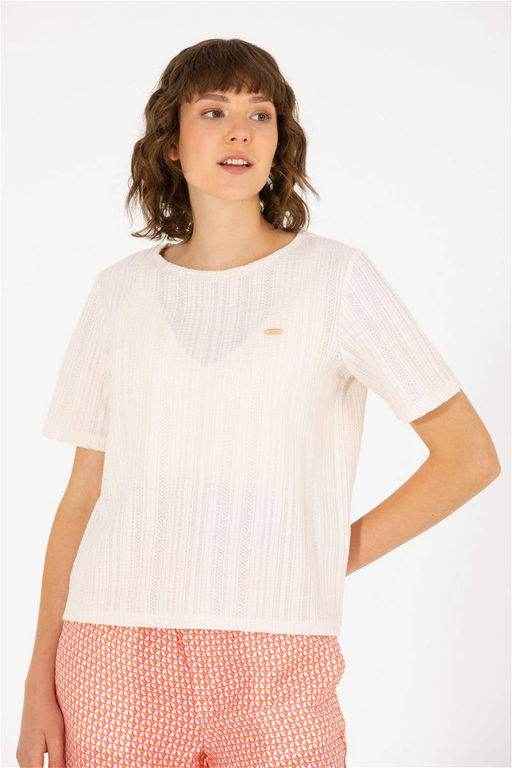 Женская кремовая футболка с круглым вырезом Неожиданная скидка в корзине - U.s. polo assn фото 3