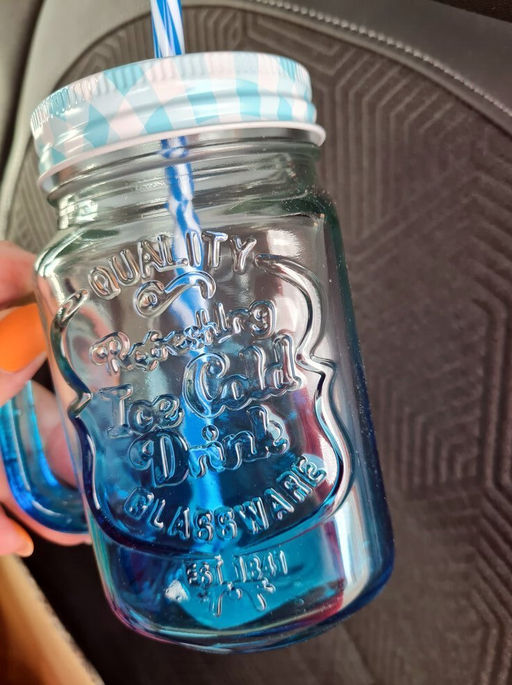 Кружка стекло, 450 мл, с крыш, с трубочкой, SDFG0114-1 (298236) - Daniks фото 7