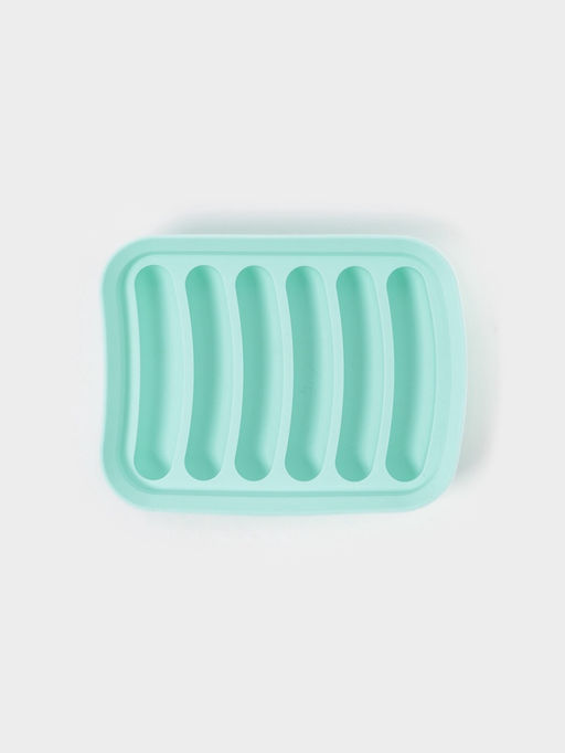 Форма для выпечки и приготовления сосисок Доляна, 6 ячеек, с крышкой, 17.5×13.5.2.8 см, силикон, бирюзовый