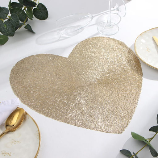 Салфетка сервировочная Доляна сердце цв.золото, d 38 см  фото 2