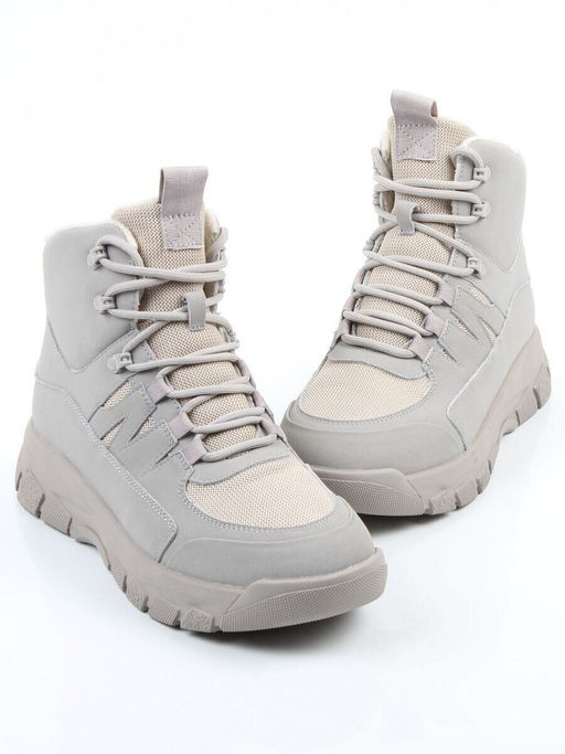 04-WB011-2M GRAY Кроссовки зимние женские (натуральная кожа, 100% шерсть)