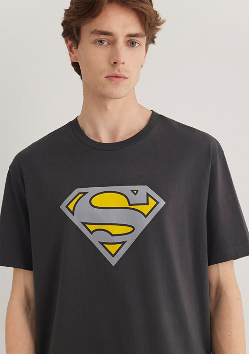 Superman Bask?l? Antrasit Tisort - Mavi фото 3