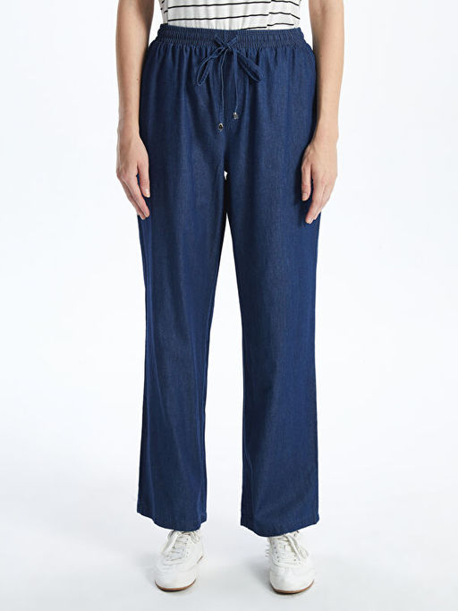 Beli Lastikli Wideleg Kad?n Jean Pantolon