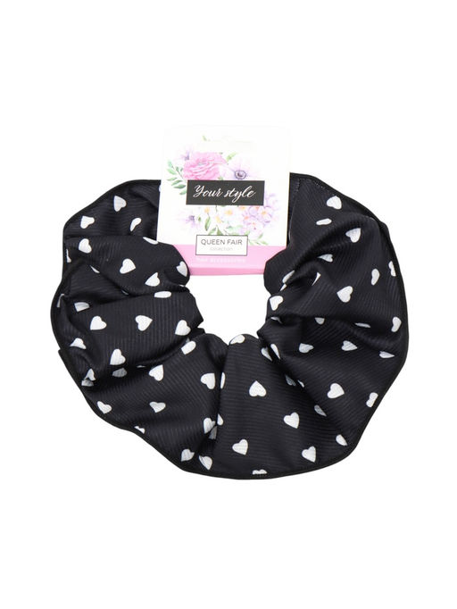 Цена за 3 шт. Резинка для волос "Орбита гранд" сердца, 15 см, бело-чёрный