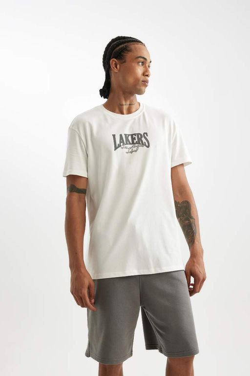 DeFactoFit Футболка стандартного кроя с короткими рукавами и круглым вырезом НБА Лос-Анджелес Лейкерс  фото 4