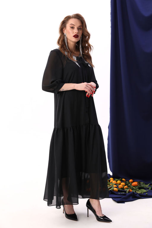 Платье NIKVA н800-3-Р черный+серебро  фото 6