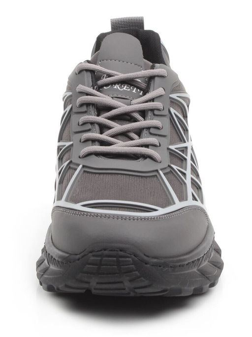 03-33081BK-7 GREY Кроссовки мужские (натуральная кожа (нубук), текстиль)