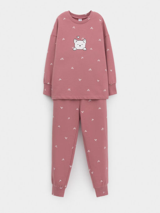 К 1581/темная пудра,бантики пижама дет