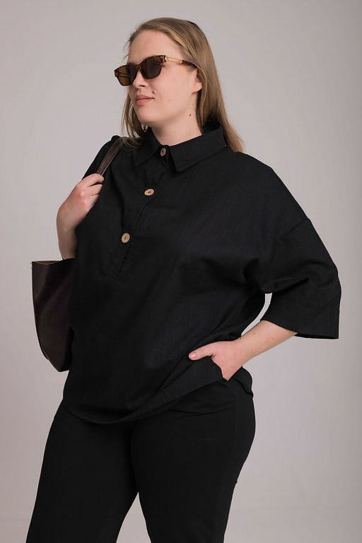 Рубашка М325046а черный - Елена фото 4