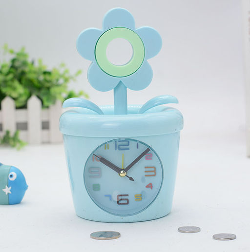 Часы-будильник Flower in a pot, blue (12х11,5 см)