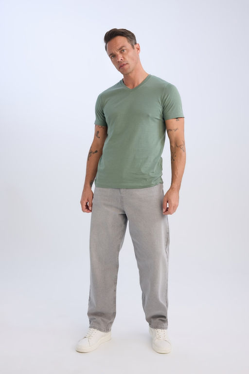 %100 Pamuk NEW REGULAR FIT Esnek Kuma_ Basic Ti__rt - Defacto фото 2