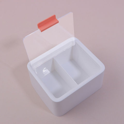 Органайзер для ватных палочек и дисков, с крышкой, 2 секции, 14,5 × 13 × 8 см, цвет белый/прозрачный