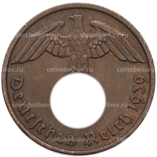 Монета 2 рейхспфеннига 1939 года D Германия