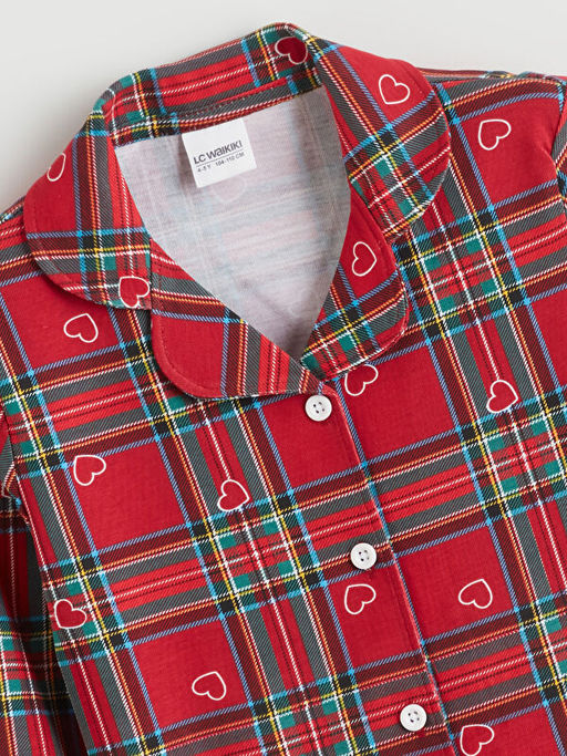 G?mlek Yaka K?z ?ocuk Pijama ?st