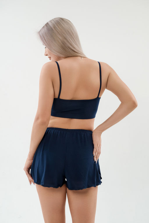 Пижама женская из бра и шорт из вискозы коллекция Лотос темно-синий - Амадэль фото 8
