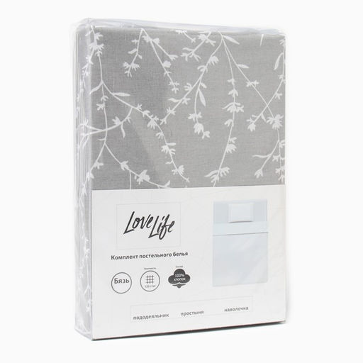 КПБ LoveLife 1.5 сп Ветви цв.серый 147*210,150*215,50*70 -1 шт,100% хлопок,бязь 120 г/м2 102237  фото 5