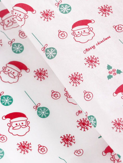 Цена за 10 шт. Бумага новогодняя упаковочная тишью Дед Мороз!, белая, 50?66 см