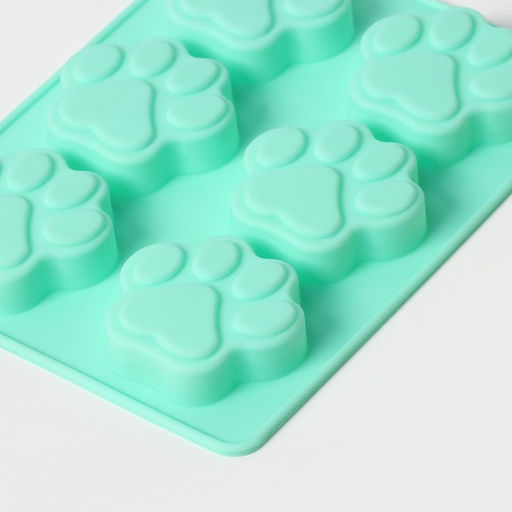 Форма для выпечки Доляна «Животные.Лапка», силикон, 18×13.8 см, 6 ячеек (5×5.4 см), бирюзовая