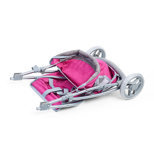 Коляска для кукол, 3-колесная, металлическая, прогулочная, с тентом, с корзиной