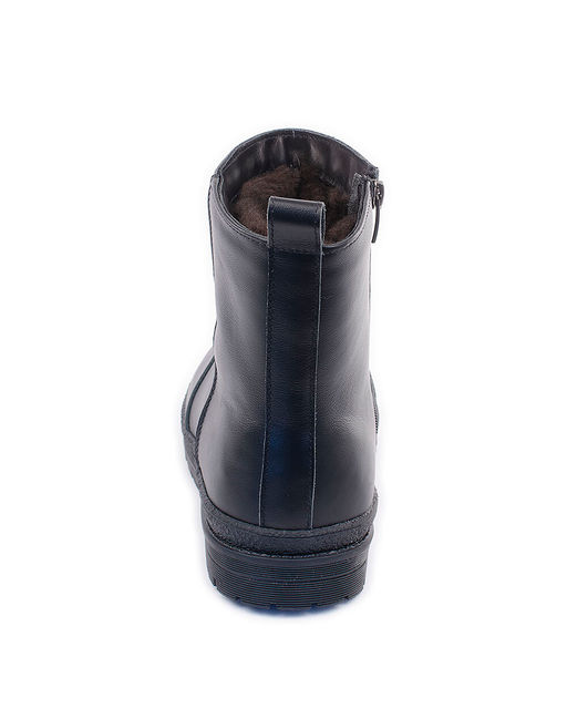 Ботинки женские на литой подошве, кожа, овчина, молния.