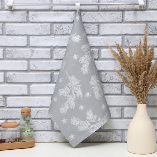 Полотенце новогоднее Этель Серебряные ветки, 40х73 см, саржа 190 г/м2