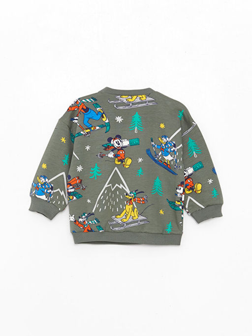 Bisiklet Yaka Uzun Kollu Mickey Mouse Bask?l? Erkek Bebek Sweatshirt ve E?ofman Alt? - Waikiki фото 3