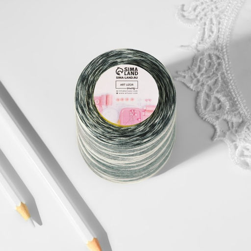 Нитки мультиколор 40/2, 2700 м, чёрные, белые