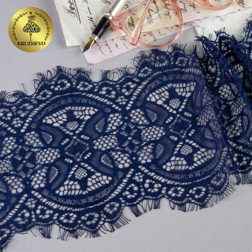Кружево реснички KRUZHEVO арт.TBY 90003 шир.160мм цв.330 т.синий уп.30м (по 3м)