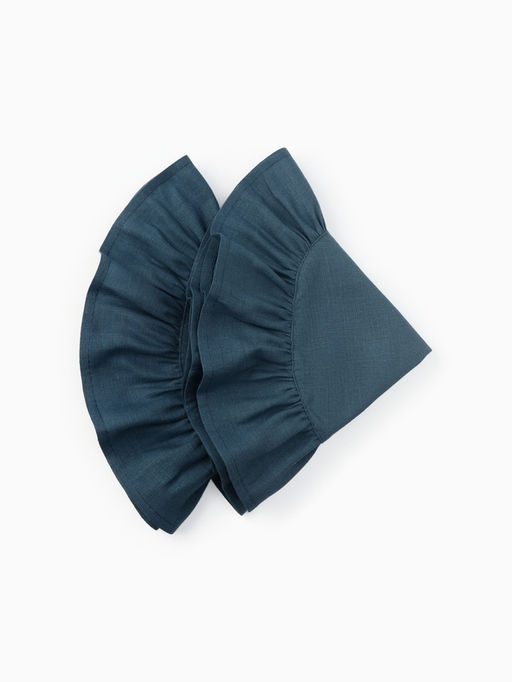 Набор салфеток «Этель», 36×36 см - 2 шт., тёмно-бирюзовый, лён 48%, хлопок 52%, 206 г/м²